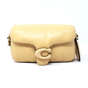 Coach Pillow Tabby 18 Shoulder Bag Nappa Leather Brass Vanilla Yellow C3880